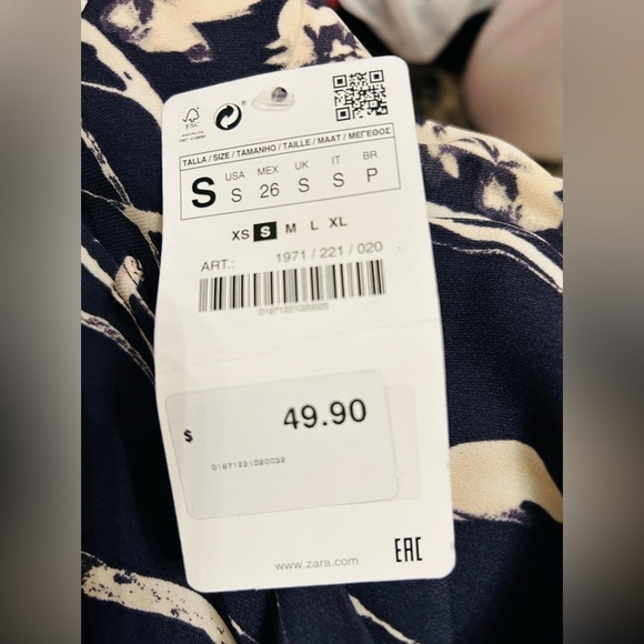 Zara (NWT) SZ S charcoal gray & beige zip front pant w/2 front pockets Waist 27” - Picture 4 of 6